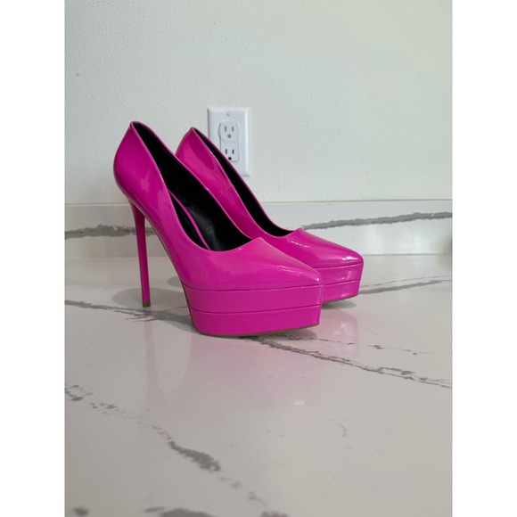 Liliana Pink Patent Leather Platform Stilettos 6" Heel Size 9 - Picture 10 of 13